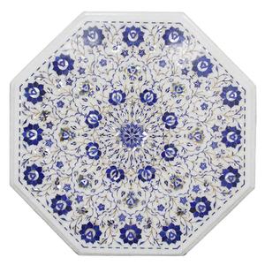 Cubierta de Mesa de Comedor Hecha a Mano con Incrustaciones de Mármol Blanco - Muebles para el Hogar Resistentes al Agua para Uso en Hoteles - Product Image 2