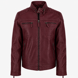 Veste décontractée en cuir PU pour homme, coupe ajustée, col montant, toile douce et respirante, logo personnalisé OEM - Product Image 3