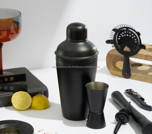 Juego de Herramientas de Bar de Acero Inoxidable con Soporte de Madera - Kit de Coctelería Negro de 10 Piezas para Uso en el Hogar y Bar - Product Image 4