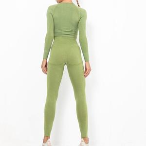 Manufacture New Latest Style Women Yoga Set Solid Color Custom New Design Women Yoga Set For Sale in <b>low</b> price - Product Image 3