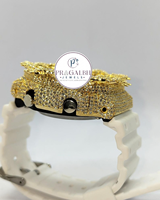 Luxuriöse Diamant-Uhr mit Dornen-Lünette, Edelstahl-Gummiarmband, Quarz-Herrenuhr