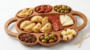 Plateau de service ovale en bois de qualité supérieure avec six compartiments, design minimaliste fait main, idéal pour les fêtes, élément d'ameublement élégant pour la table. - Product Image 2