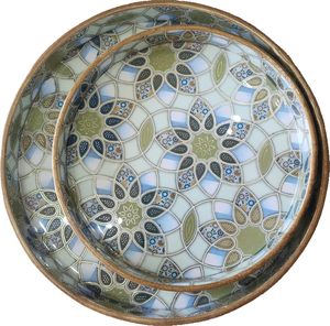 Floral Printed Sticker Mango Wood Stylish Round Snack and Dinner Serving <b>Breakfast</b> <b>Trays</b> At Best and Lowest Price for Home Usage - Product Image 5