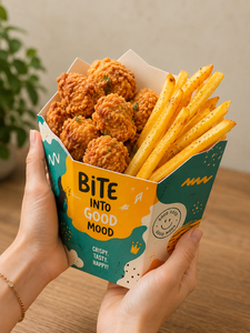 Boîte à frites et crêpes en carton biodégradable, écologique, jetable, faite à la main, imprimée sur mesure - Product Image 4