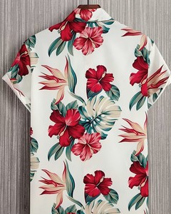 Men's Tropical Print Hawaiian <b>Shirt</b> 100% Polyester Anti-Wrinkle Poplin Breathable Quick Dry <b>Short</b> <b>Sleeve</b> Eco-Friendly Casual - Product Image 2