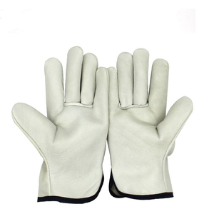 Gants de sécurité en cuir pleine fleur, texture lisse, résistants à l'abrasion, antidérapants, avec poignets froncés, gants de travail polyvalents - Product Image 2