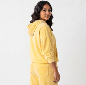 Women 2 Piece <b>Velour</b> Hooded <b>Tracksuit</b> Casual 100% Cotton Fleece Loose Fit Full Length Drawstring Mid Waist Pullover <b>Tracksuit</b> - Product Image 5