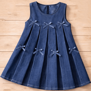 Vestido para niñas, vestido de mezclilla, vestido sin mangas para niños, vestido plisado, vestido línea A - Product Image 6