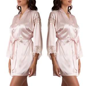 Robe de chambre en soie pour femme, peignoir de luxe en satin, vêtements de nuit doux, longue tenue d'intérieur, logo personnalisé, vente en gros, directement de l'usine - Product Image 1