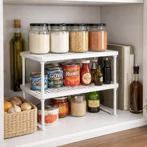 Double Tier Storage <b>Rack</b> For Kitchen Countertop Minimalist Design Standing Type Durable Durable standing <b>shelf</b> - Product Image 2