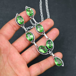 Collar de Amatista Verde Personalizado, Superventas, Plata de Ley 925, Joyería de Piedras Preciosas Hecha a Mano, Regalo Elegante y Lujoso para Mujer, Boda - Product Image 3