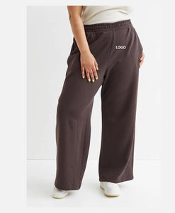 Pantalon de survêtement décontracté pour homme en molleton de coton extensible, coupe ample évasée, anti-plis, respirant, marron uni, très demandé - Product Image 3