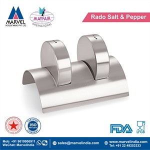 Juego de Salero y Pimentero de Acero Inoxidable Ecológico MARVEL/MAYFAIR/OEM para Cocina Moderna con Soporte Decorativo - Product Image 2