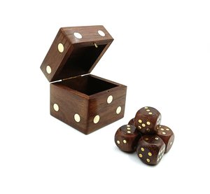 Luxury Wooden <b>Dice</b> <b>Set</b> With Bass Inlay Box Design Game for Kids Adults Office Desk Decoration Family Fun Puzzle Board Game - Product Image 2