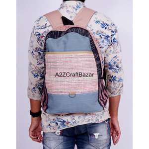 Sac à dos artisanal unisexe de taille moyenne en toile 100% coton, léger, vintage, 20L, avec fermeture éclair et boucle, pour affaires et usage quotidien - Product Image 5