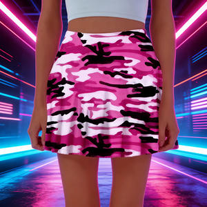 Oferta en Temu: Falda corta rosa de camuflaje para mujer, estilo casual, línea A, moda urbana, para uso diario. - Product Image 1