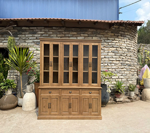 Étagère rustique en bois recyclé marron, meuble de salon avec vitrine pour usage domestique, provenant du Vietnam. - Product Image 3