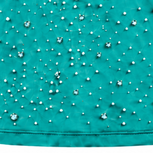Unisex Teal Blue Pearl Decorated T <b>Shirt</b> Fashionable Round Neck Short Sleeve Pearl <b>Studded</b> Tee for Streetwear and Everyday - Product Image 6