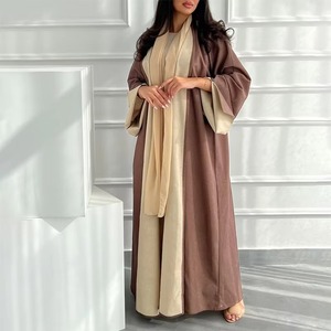 2026 Designs Eid Dubai Islamic Elegant Modest Abaya Women Muslim Dress Inner <b>Slip</b> Dress Abaya Set Diamond Satin Silk Open Abaya - Product Image 4