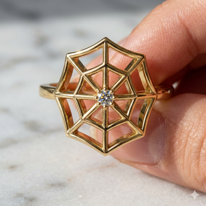 Bague tendance en argent 925 plaqué or vermeil, motif toile d'araignée, sertie de zircons cubiques, pour femme, bijou de mariage de créateur, cadeau idéal, best-seller - Product Image 1