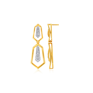 Boucles d'oreilles pendantes géométriques contemporaines en diamant de laboratoire, or jaune 14 carats, bijoux de mode pour femmes, accessoires de fête nuptiale - Product Image 3