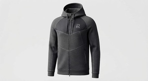 Sweat-shirt à capuche zippé pour homme, coupe classique, couleur unie, décontracté, pour l'automne, en polaire, respirant - Product Image 2