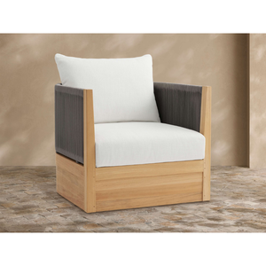 Sillón de Exterior de Lujo, Madera de Teca Sólida, Tejido de Cuerda Resistente, Cojines Acolchados de Lujo, Muebles de Patio Premium para Todo Clima - Product Image 6