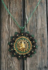 Handmade Macrame Tree Of Life Pendant Necklace Brown Cotton <b>Wax</b> Thread Ethnic Beaded Choker Unisex - Product Image 4