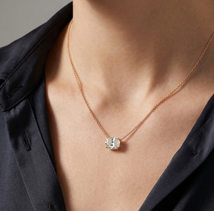 Manufacturer 10K 14K 18K <b>Solid</b> <b>Gold</b> Round Diamond <b>Pendant</b> Necklace Minimalist Snake Chain Everyday Unisex Customization Necklace - Product Image 5