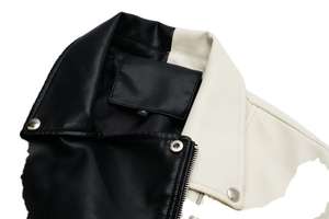 Chaqueta de Cuero para Mujer, de Alta Calidad, Hecha a Medida, Elegante, Estampada, Cortavientos, para Invierno, 100% Algodón, Color Negro y Blanco Sólido - Product Image 2