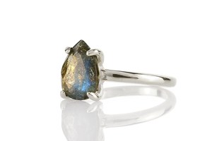 Teardrop Natural <b>Labradorite</b> Faceted Gemstone Prong Setting Women's Fine Jewelry 100% Pure S925 Sterling Silver Custom Fine <b>Ring</b> - Product Image 3