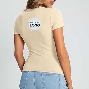 Camiseta de Manga Corta para Mujer, Mezcla Triple de Algodón Orgánico, Cuello Redondo, Estilo Relajado - Product Image 6