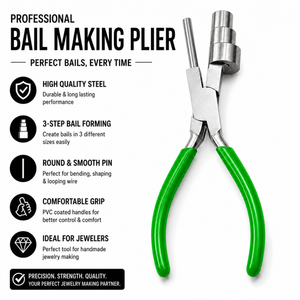 Pince à former des anneaux multi-barils avec poignée verte, outil de fabrication de bijoux en acier inoxydable pour la création de boucles, anneaux, pendentifs et fil artisanal DIY - Product Image 5