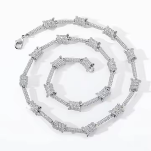 Luxury Double Rows VS1 Moissanite Diamond Cuban Link <b>Chain</b> White Gold Plated 925 Silver Necklace Hip Hop Unisex <b>Rapper</b> Jewelry - Product Image 5