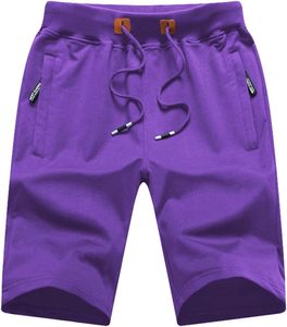 Shorts Bermuda en coton rose pour hommes, avec cordon de serrage à la taille et poches, vêtements d'été décontractés - Product Image 2