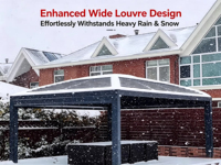 Pérgola Motorizada de Aluminio para Exteriores, Techo Bioclimático con Rejillas, Gazebo Eléctrico Impermeable para Jardín, Patio y Terraza
