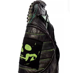 FURAT LEATHERS OEM Your Own <b>Punk</b> Style Bad Boy Leather Biker <b>Jacket</b> Stand Breathable Customized Embroidered Rhinestone Men's - Product Image 4