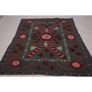 Vintage Handmade Embroidered Kantha Suzani <b>Quilt</b> Eco-Friendly Washable All-Season Cotton Floral Boho Bedspread Indian <b>Throw</b> - Product Image 1