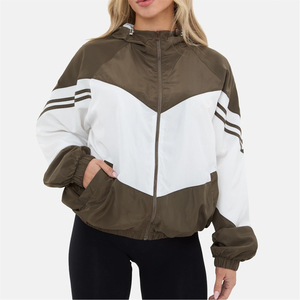 Chaqueta Cortavientos con Capucha para Mujer, Manga Larga, Color Sólido, Tejido de Poliéster, Ropa de Invierno, Capucha Desmontable, Secado Rápido, Exterior de Nailon - Product Image 1