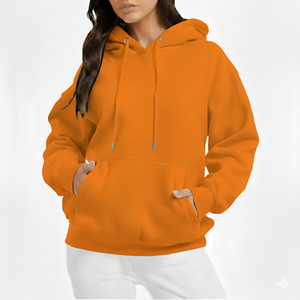 Sudadera con Capucha Extra Grande para Mujer, de Forro Polar, Color Sólido, Manga Larga, con Bolsillos, Transpirable, para Otoño - Product Image 5