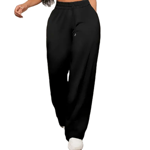 Custom Women's Winter Oversized Flat Front High Waist Drawstring <b>Bleach</b> Wash Sweatpants Loose Fit Breathable 100% Cotton Casual - Product Image 1