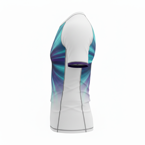 Maillot de compression à manches courtes personnalisé, sublimé, respirant, avec coutures renforcées, tissu durable, pour entraînement MMA et BJJ. - Product Image 3