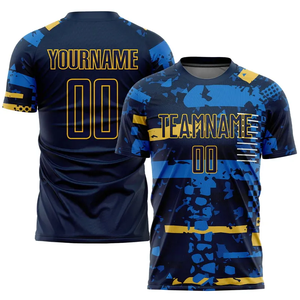 ชุดเสื้อฟุตบอลแบบซับลิเมชั่นสั่งทำพิเศษสำหรับผู้ชาย แขนสั้น ลายพิมพ์เรขาคณิต ผ้าโพลีเอสเตอร์ซับเหงื่อ ชุดยูนิฟอร์มพร้อมชื่อทีมและหมายเลข - Product Image 4