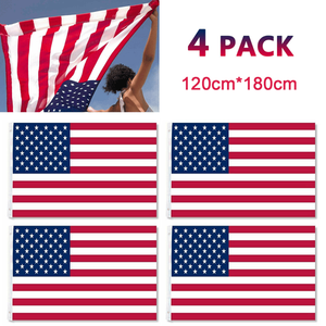Lot de 4 drapeaux nationaux américains en nylon 4x6 pieds (120x180cm) imprimés avec œillets en laiton pour la décoration de cour et les festivals - Product Image 1