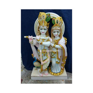Magnifique statue indienne de Radha Krishna en marbre blanc, finition soignée, style créatif, pour usage religieux, au meilleur prix. - Product Image 4