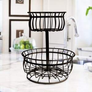 Cesta de frutas metálica de estilo contemporáneo para decoración del hogar, para exhibir en la mesa de comedor, con estética minimalista y resistencia. - Product Image 2