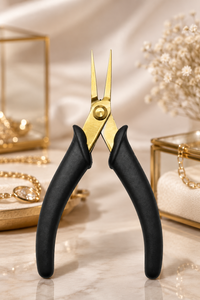 Pro Gold Tip Stainless Steel Black Handle Xurom Tweezers Nose <b>Pliers</b> Precision Fine Holding Tool Light Weight Smooth Jewelry - Product Image 4