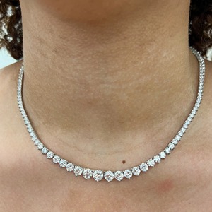 Rose Gold 14K Graduated Tennis <b>Necklace</b> with Brilliant Cut Lab Grown Diamonds IGI Certified Luxury Wedding Engagement Jewelry - Product Image 6