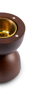 Brûleur d'encens en bois bicolore moderne en gros, encensoir de luxe en bois de manguier avec couvercle en maille et pinces dorées pour la décoration intérieure - Product Image 6