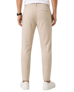Men Beige Slim Fit Casual Jogger Pants Elastic Waist <b>Drawstring</b> <b>Trousers</b> Soft Fabric Comfortable Daily Wear Stylish Look - Product Image 2